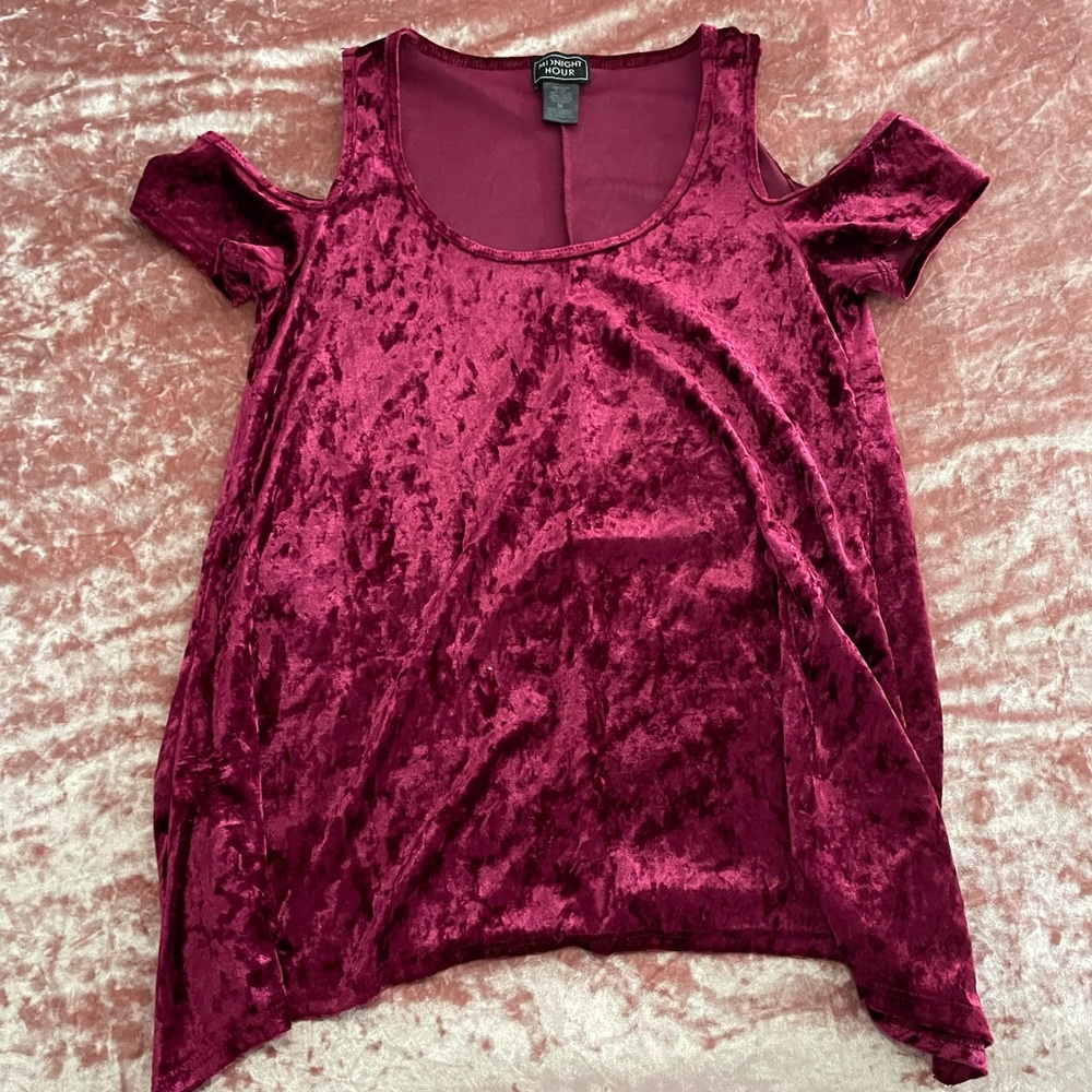 Midnight Hour Maroon Redish/Pink Off-The-Shoulder Top